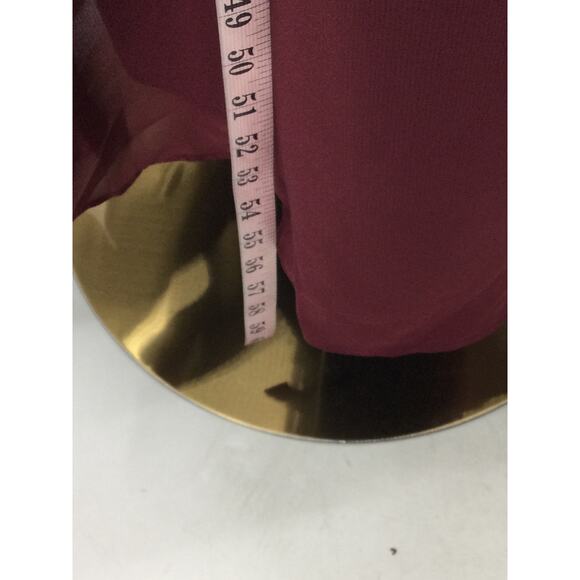 FORMAL 16W 2X plus red burgundy chiffon lace sequin party midi dress NEW B149 - Picture 3 of 6